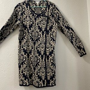 Navy and wheat, medium cardigan